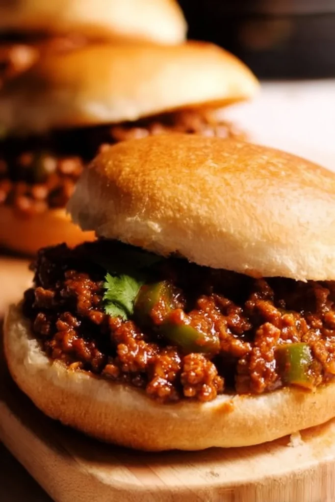 Healthy homemade sloppy joes served on whole wheat buns with fresh veggies.