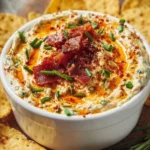 High-protein crack dip served with fresh vegetables and tortilla chips