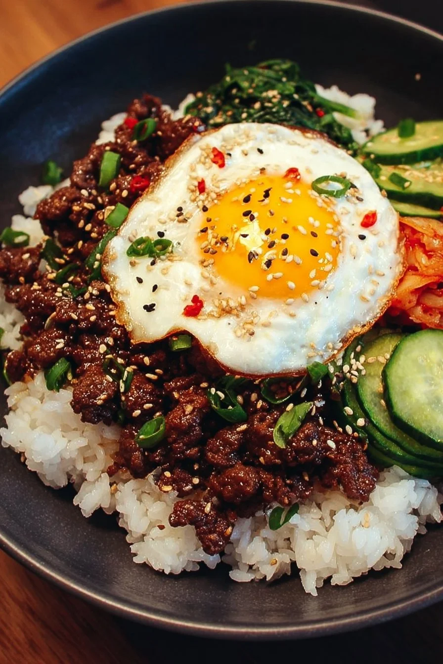 Delicious Korean Beef Bowl featuring tender beef, jasmine rice, and vibrant vegetables.