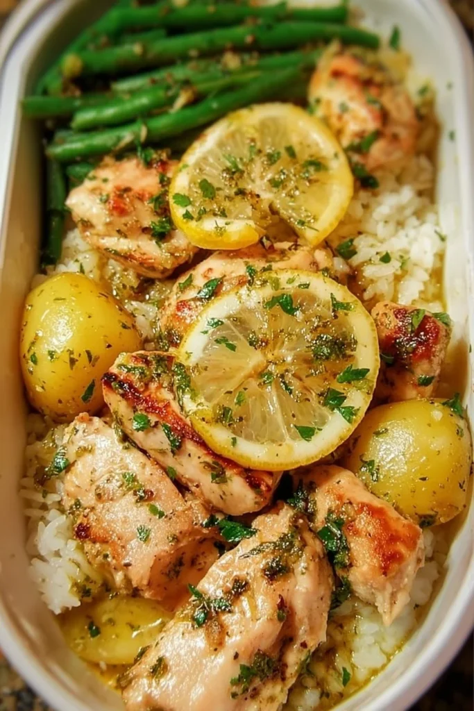 Lemon Garlic Chicken Bowl with fresh ingredients and vibrant colors