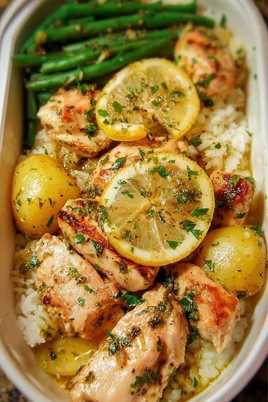 Lemon Garlic Chicken Bowl with fresh ingredients and vibrant colors