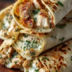 Low carb cheesy garlic chicken wraps with fresh ingredients and savory flavors