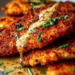 Delicious Parmesan Crusted Chicken with herbs and spices on a plate.