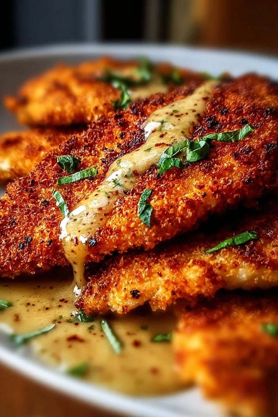 Delicious Parmesan Crusted Chicken with herbs and spices on a plate.