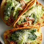 Delicious Smash Chicken Caesar Tacos served on a plate